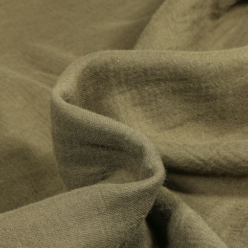 Tissu Double gaze uni Bio Vert kaki