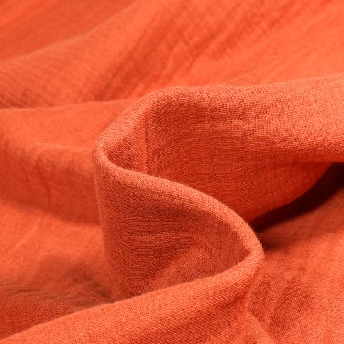 Tissu Double gaze uni Bio Brique