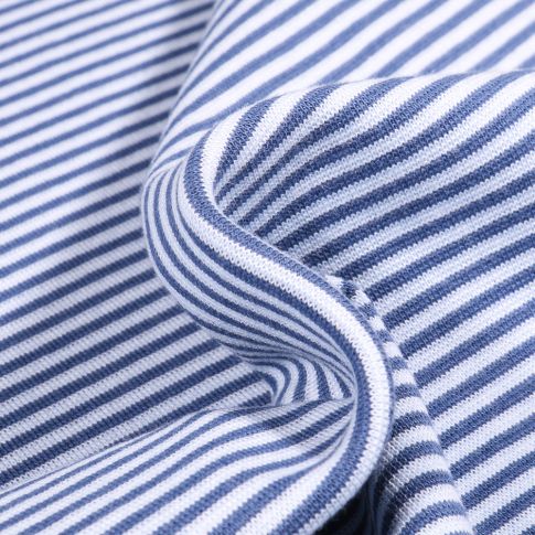 Tissu Bord côte  Rayé bleu sur fond Blanc