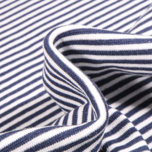 Tissu Bord côte  Rayé bleu marine sur fond Blanc