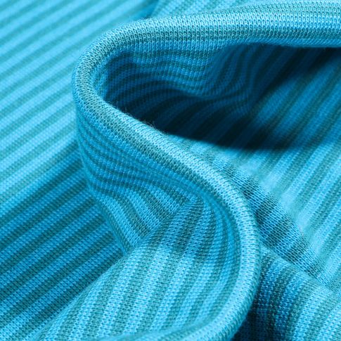 Tissu Bord côte  Rayé vert sur fond Bleu turquoise