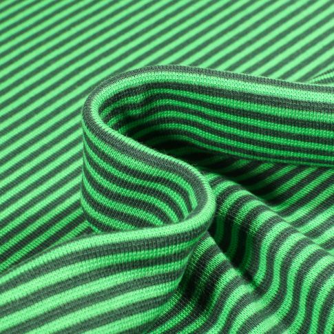 Tissu Bord côte  Rayé foncé sur fond Vert vif