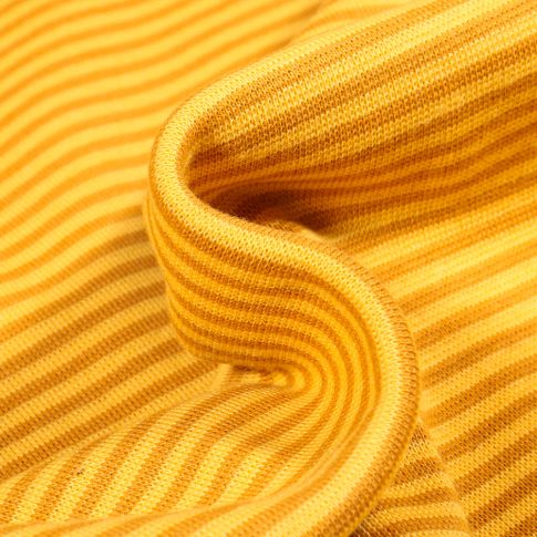 Tissu Bord côte  Rayé jaune foncé sur fond Jaune