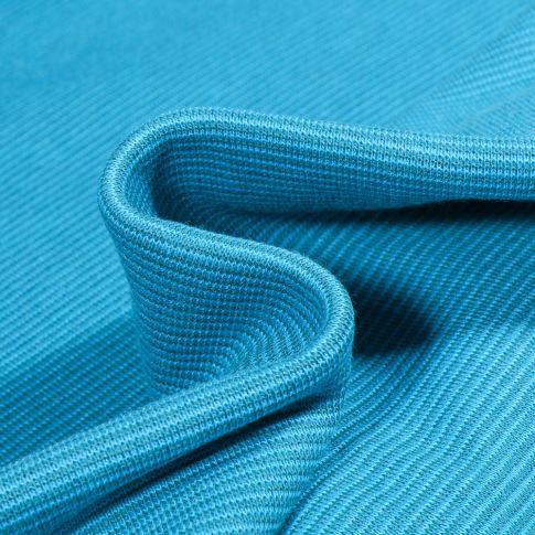 Tissu Bord côte Fines rayures bleu sur fond Bleu turquoise