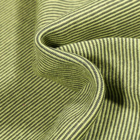 Tissu Bord côte Fines rayures vert foncé sur fond Vert anis