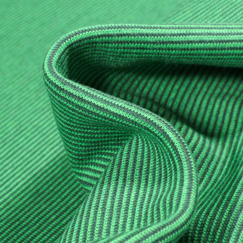 Tissu Bord côte Fines rayures vertes sur fond Vert vif