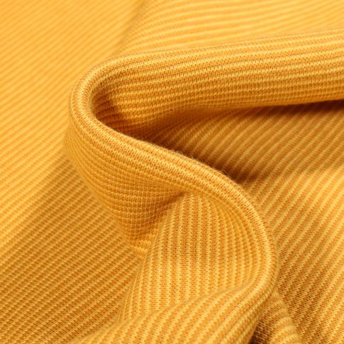 Tissu Bord côte Fines rayures jaune sur fond Jaune vif