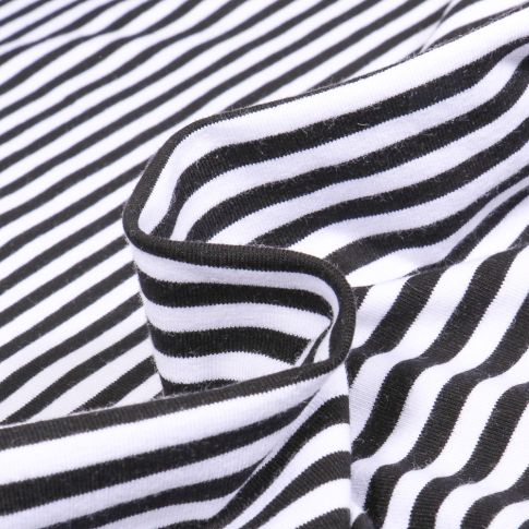 Tissu Jersey Coton rayures 5mm blanc sur fond Blanc