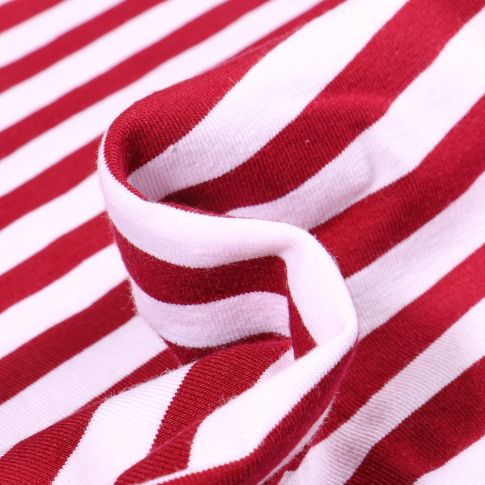 Tissu Jersey Coton Rayures 1cm sur fond Rouge