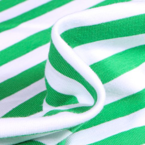 Tissu Jersey Coton Rayures 1cm sur fond Vert vif
