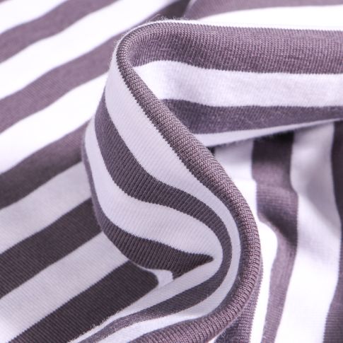 Tissu Jersey Coton Rayures 1cm sur fond Gris anthracite