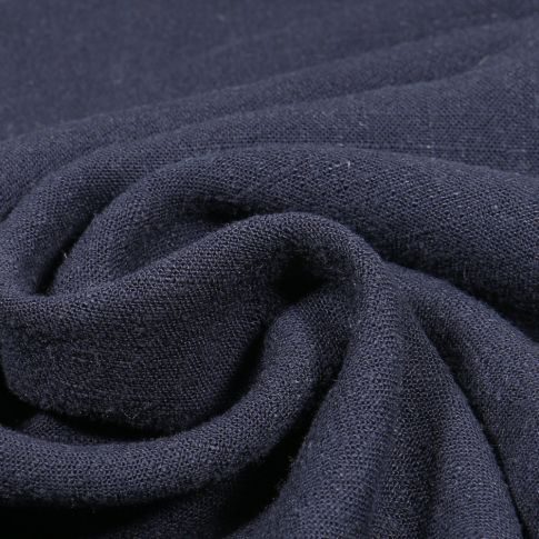 Tissu Viscose Lin lavé uni Bleu marine
