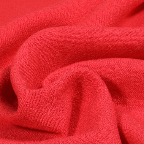Tissu Viscose Lin lavé uni Rouge