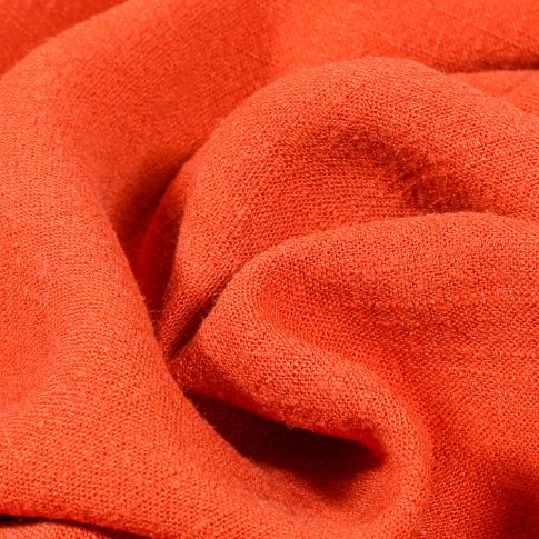 Tissu Viscose Lin lavé uni unicolour sur fond Orange
