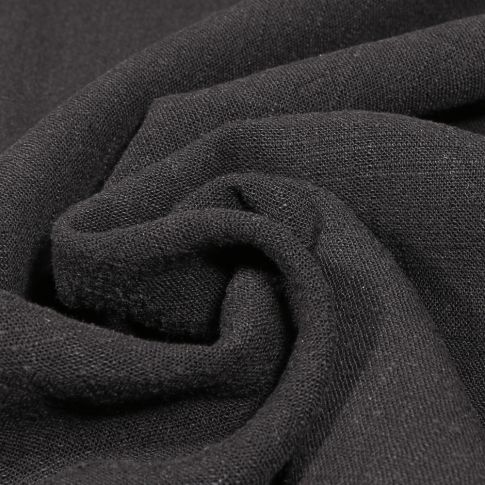 Tissu Viscose Lin lavé uni Noir