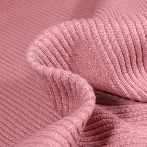 Tissu Bord côte Côtelé uni épais 3/3 Rose pâle
