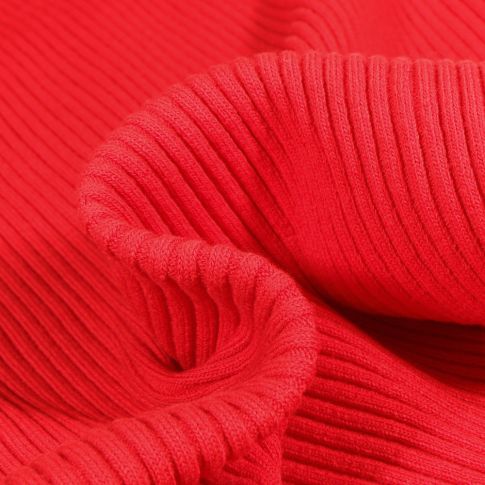 Tissu Bord côte Côtelé uni épais 3/3 Rouge