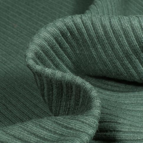 Tissu Bord côte Côtelé uni épais 3/3 Vert foncé