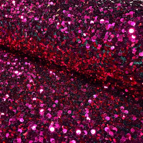 Tissu Sequins épais extensible Rose fuchsia