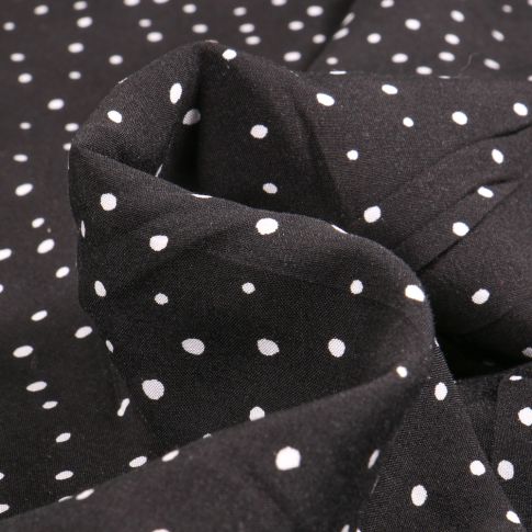 Tissu Viscose Petits pois blancs sur fond Noir