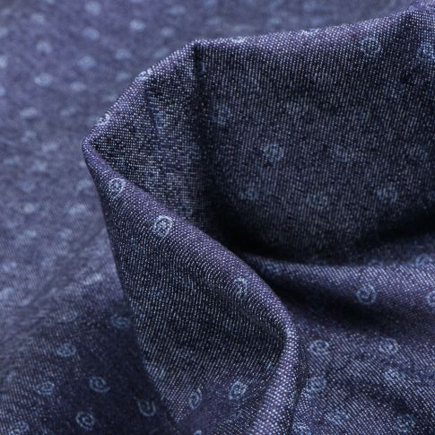 Tissu Jean Denim  Spirales sur fond Bleu foncé