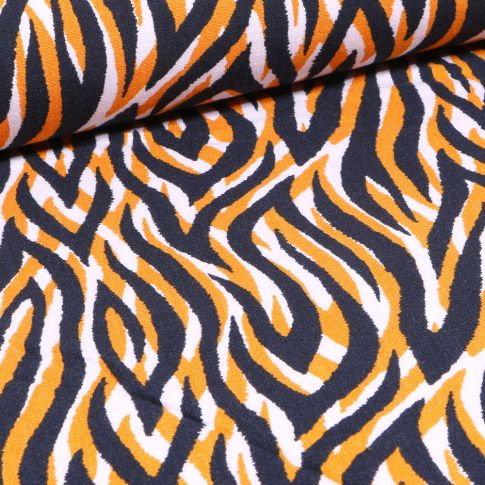 Tissu Jersey Viscose  Zébra sur fond Jaune