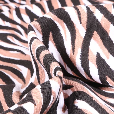 Tissu Jersey Viscose  Zébra sur fond Beige