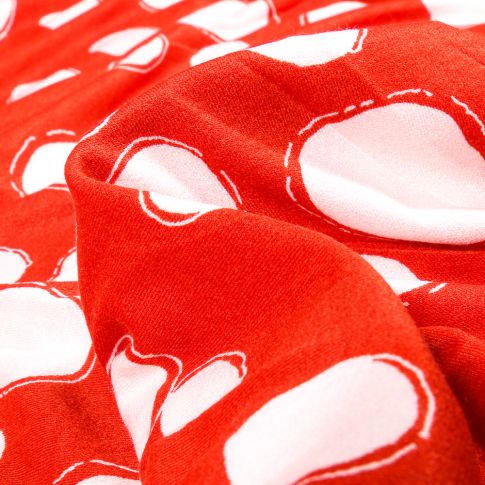 Tissu Jersey Viscose avec aspect crêpe Bubble sur fond Rouge
