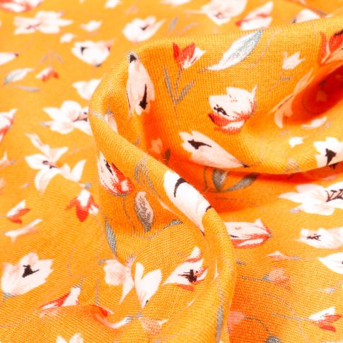 Tissu Jersey Viscose  Tess sur fond Jaune
