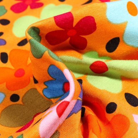 Tissu Jersey Viscose Stella Pensées colorées sur fond Jaune