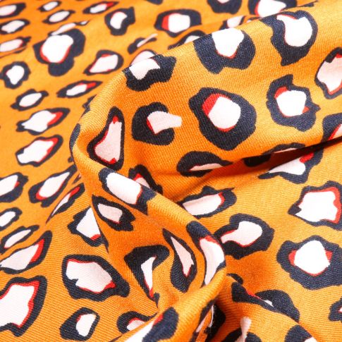 Tissu Jersey Viscose  Taches colorées sur fond Jaune