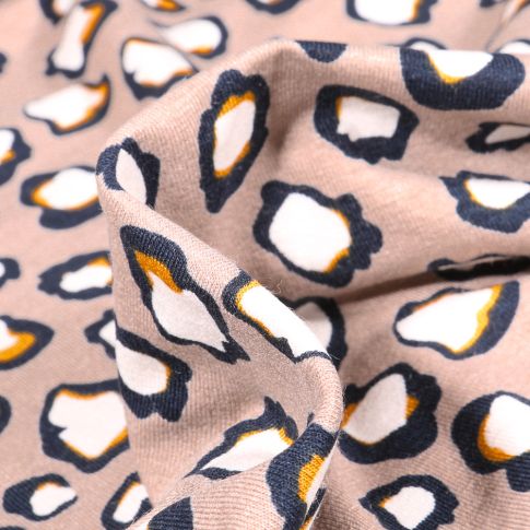Tissu Jersey Viscose  Taches colorées sur fond Taupe