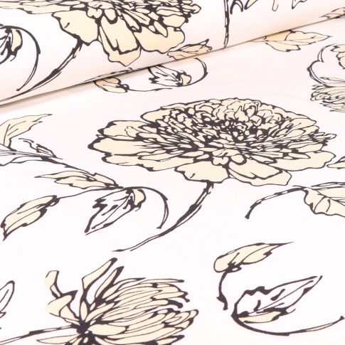 Tissu Bengaline Tina sur fond Blanc cassé