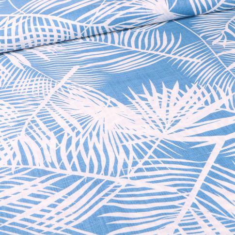 Tissu Coton Viscose Panama sur fond Bleu ciel