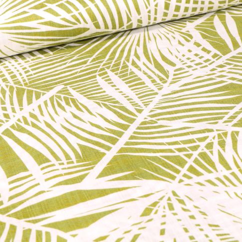 Tissu Coton Viscose Panama sur fond Vert