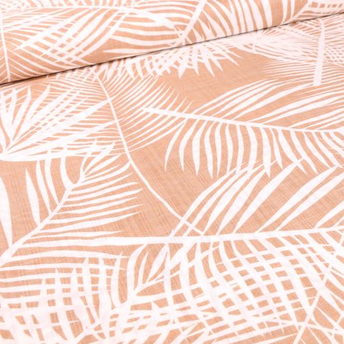 Tissu Coton Viscose Panama sur fond Beige sable