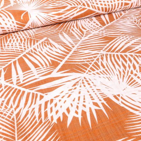 Tissu Coton Viscose Panama sur fond Terracotta