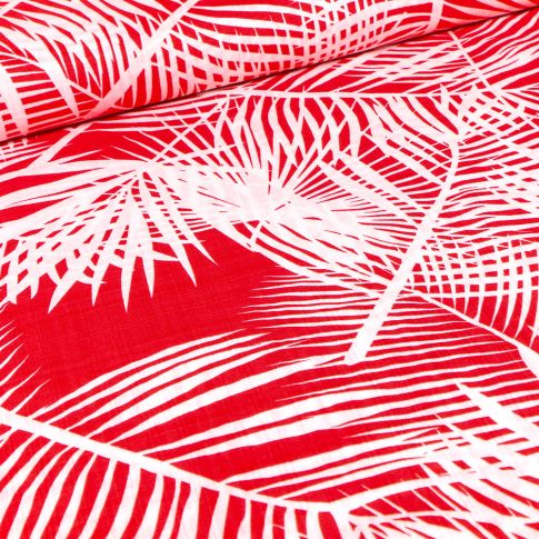 Tissu Coton Viscose Panama sur fond Rouge