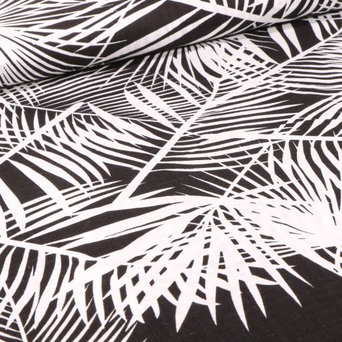 Tissu Coton Viscose Panama sur fond Noir