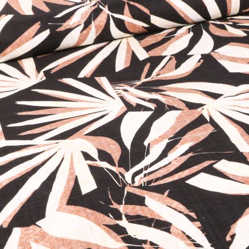 Tissu Coton Viscose Suzy beige sur fond Noir