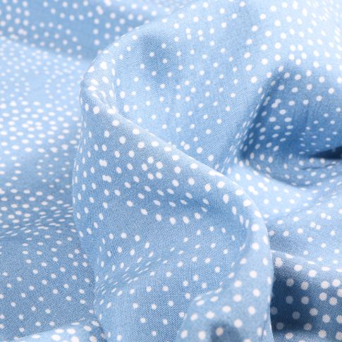 Tissu Viscose Popeline Cercles de points sur fond Bleu ciel