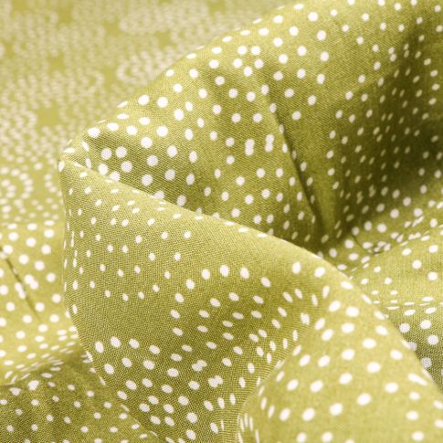 Tissu Viscose Popeline Cercles de points sur fond Vert kaki