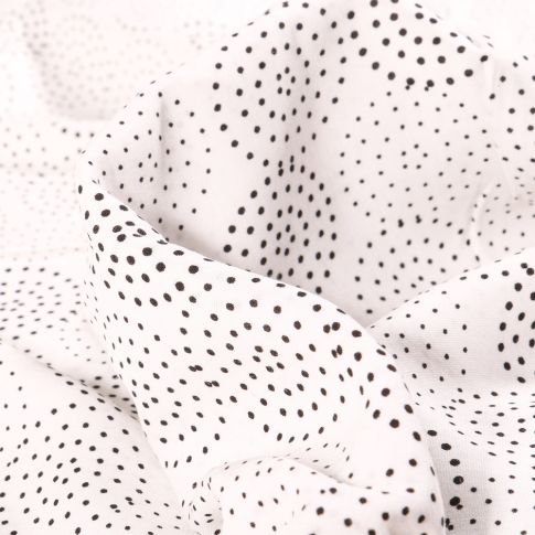 Tissu Viscose Popeline Cercles de points sur fond Blanc