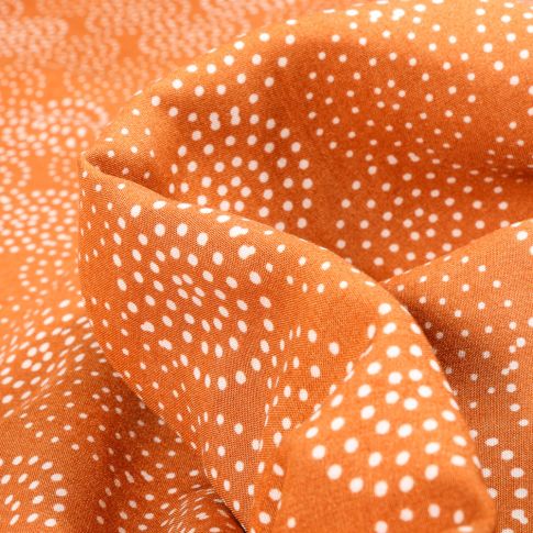 Tissu Viscose Popeline Cercles de points sur fond Orange