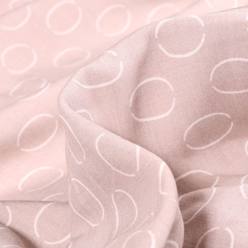 Tissu Viscose Popeline Anneaux sur fond Gris clair