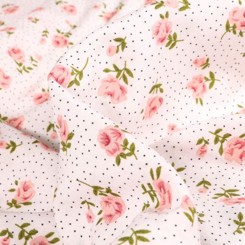 Tissu Viscose Popeline Marie-Louise sur fond Blanc