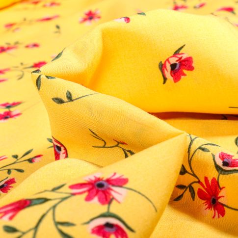 Tissu Viscose Popeline Valentina sur fond Jaune
