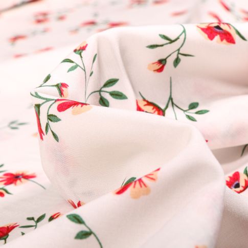 Tissu Viscose Popeline Valentina sur fond Blanc