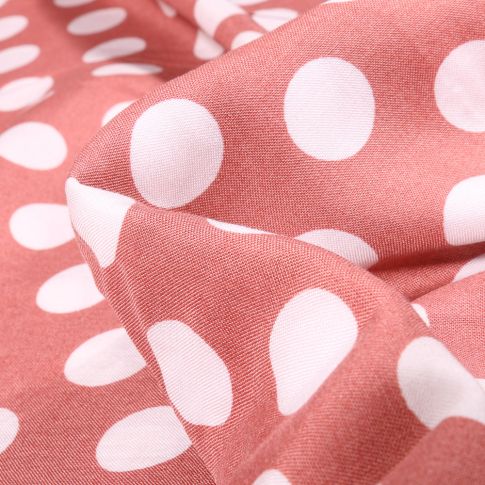 Tissu Viscose Pois XL sur fond Rose poudré