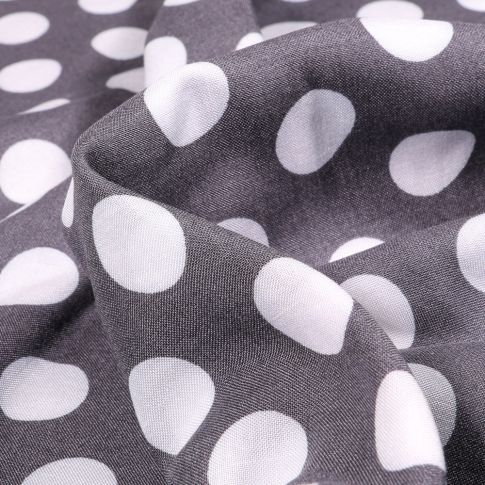 Tissu Viscose Pois XL sur fond Gris acier